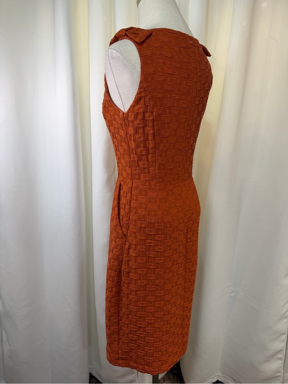 Tabitha Burnt Orange Basketweave Textured Knit Sleeveless Dress Size 0 - Picture 11 of 16